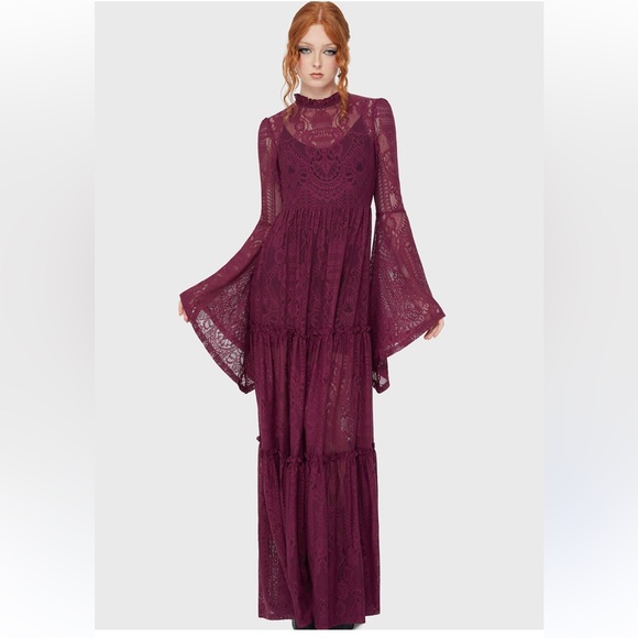 Killstar Hecate Maroon Lace Maxi Size XL - Picture 13 of 16